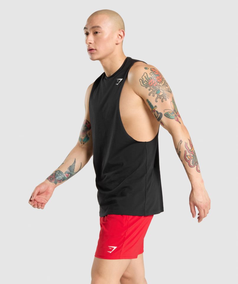 Men's Gymshark Critical Drop Arm Tanks Black | NZ 7YVGLI